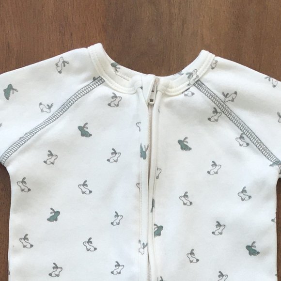 Pehr cream with bunny rabbits long sleeve footie - Picture 3 of 3